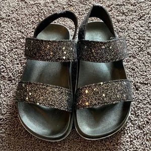 Black glitter Strap sandals. Like new